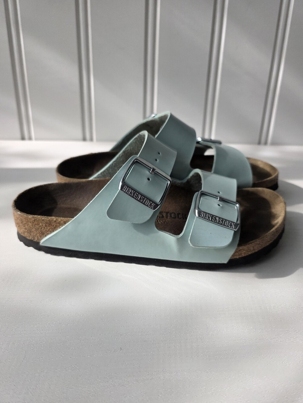 Birkenstock Arizona Birko-Flor Patent Surf Green Teal 37EU